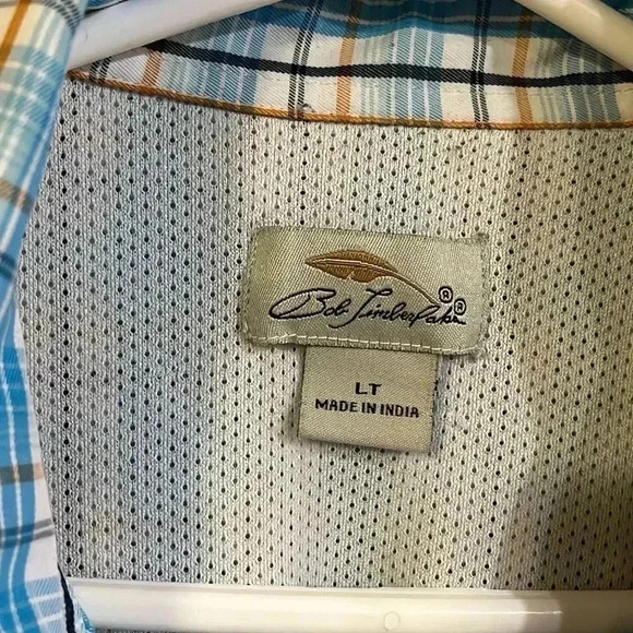 [LT]Bob Timberlake Mens Fishing Shirt Long  Sleeve Vented Blue Plaid - Picture 4 of 12